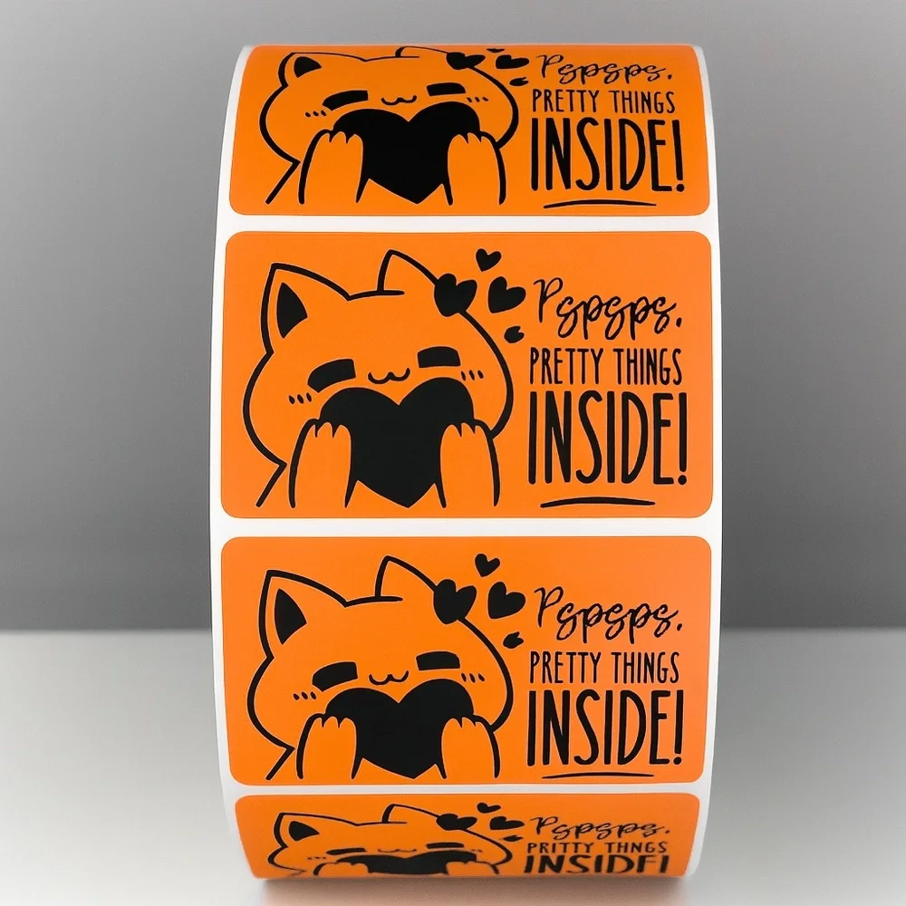 Pspsps Pretty Things Inside Stickers – Cute Cat Labels for Packaging and Orders